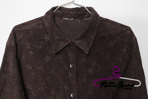 پیراهن کبریتی قهوهای خامه دوزی